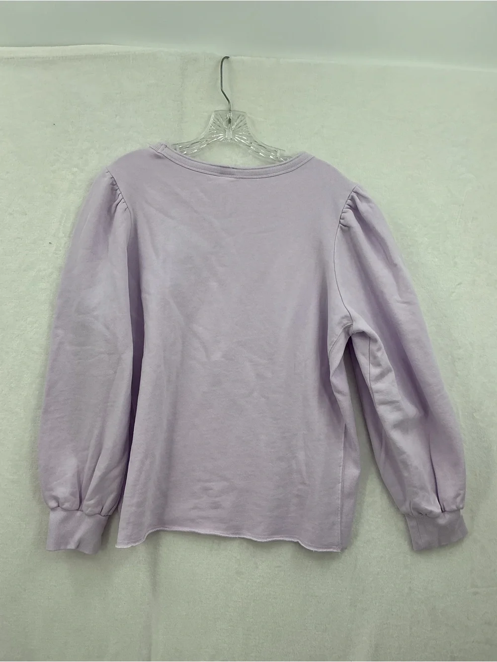 100% cotton Women's Lilac Puff-Sleeve Crew Sweatshirt 873 - Picture 5 of 5